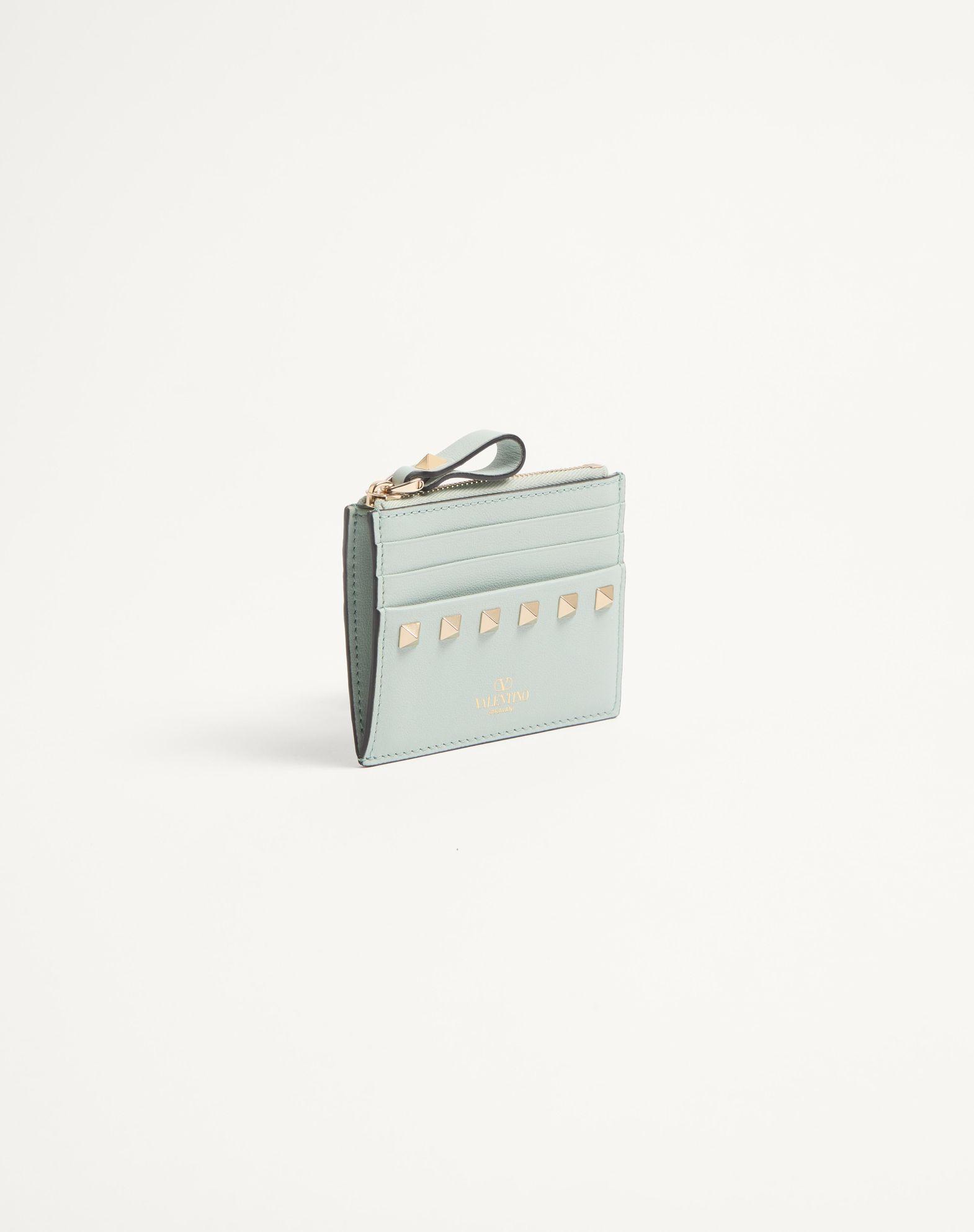Rockstud Calfskin Cardholder With Zipper Product Image