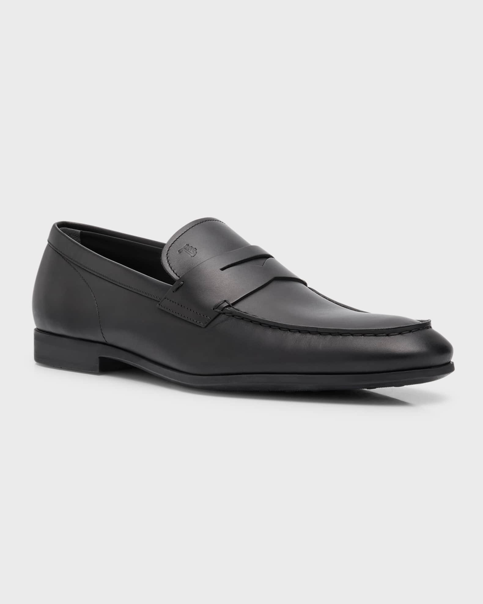 Men's Stamped-Logo Leather Penny Loafers Product Image