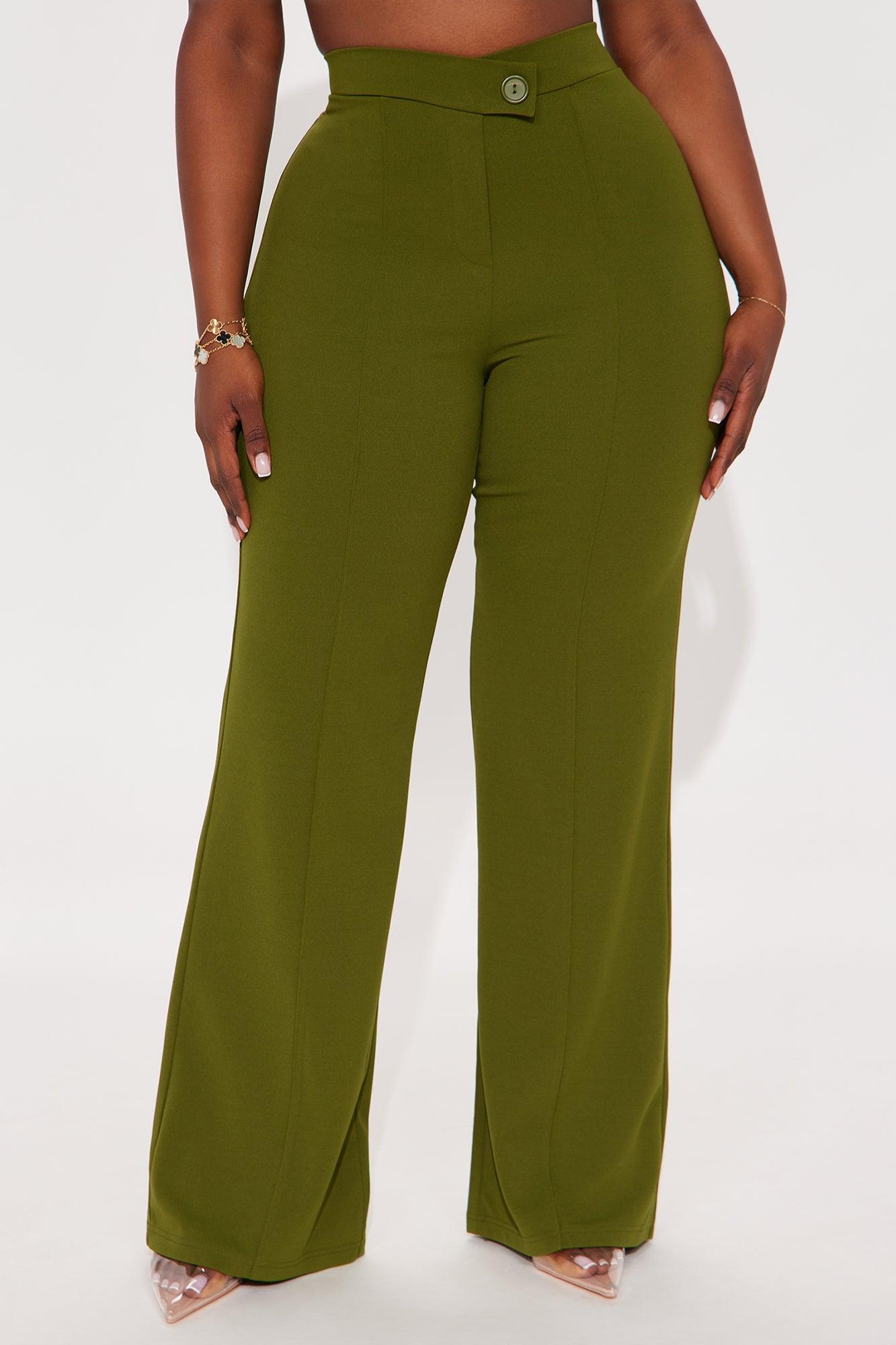 Call It Even Wide Leg Dress Pants - Olive Product Image