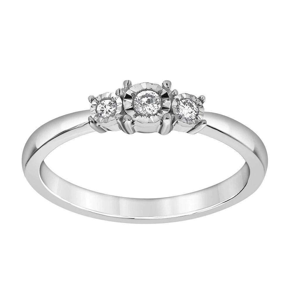 Diamond Brilliance 1/10 Carat T.W. Lab-Grown Diamond Trio Fashion Ring, Women's, Size: 6, Silver Tone Product Image