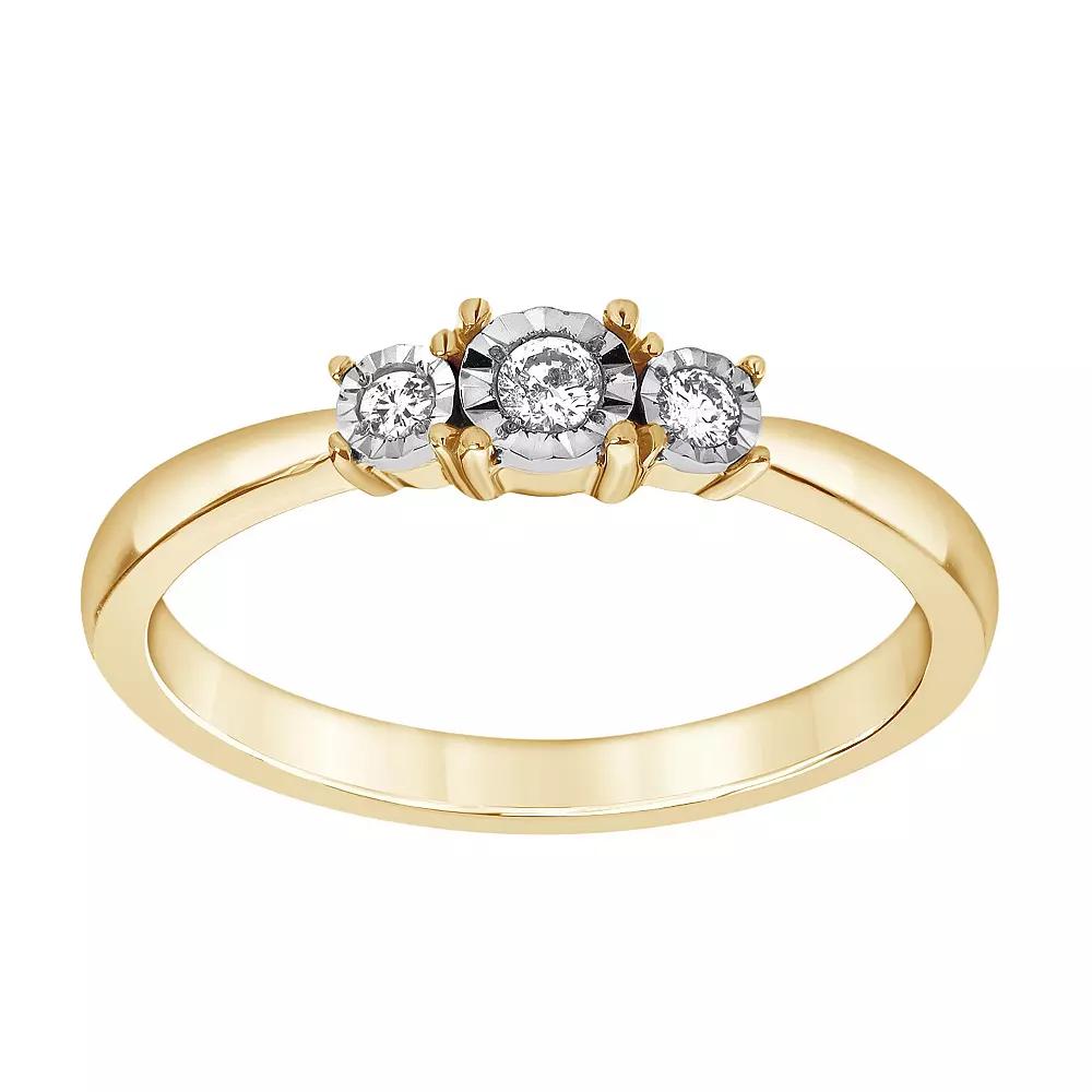 Diamond Brilliance 1/10 Carat T.W. Lab-Grown Diamond Trio Fashion Ring, Women's, Size: 9, Gold Tone Product Image