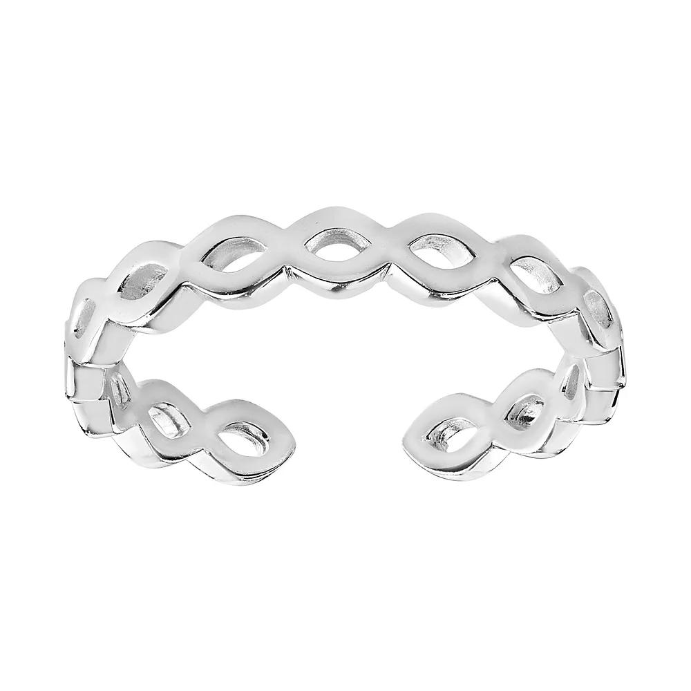 PRIMROSE Sterling Silver Polished Braided Band Toe Ring, Women's, Silver Tone Product Image