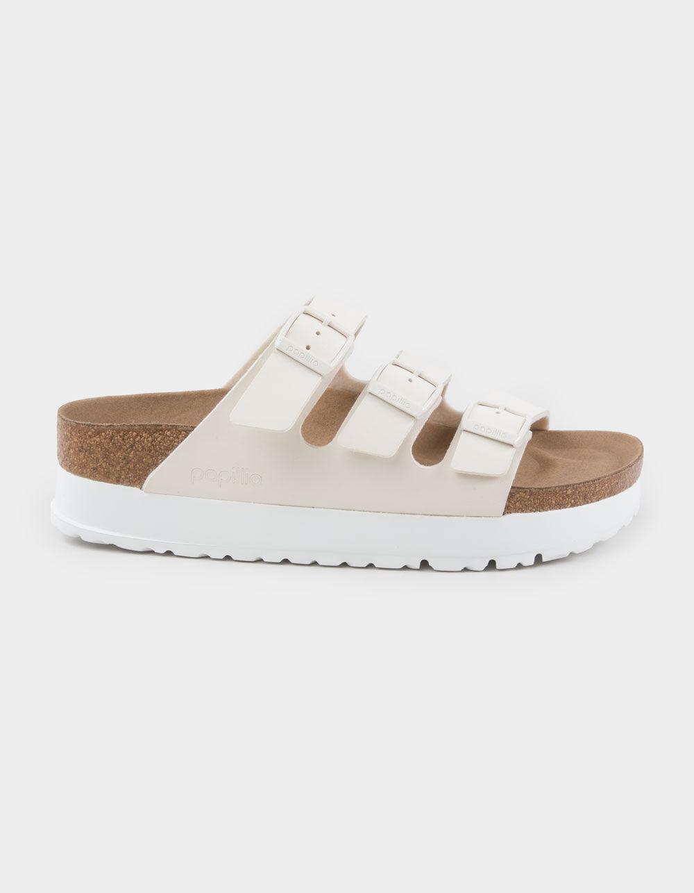 BIRKENSTOCK Florida Vegan Flex Womens Platform Sandals - EGGSHELL Product Image