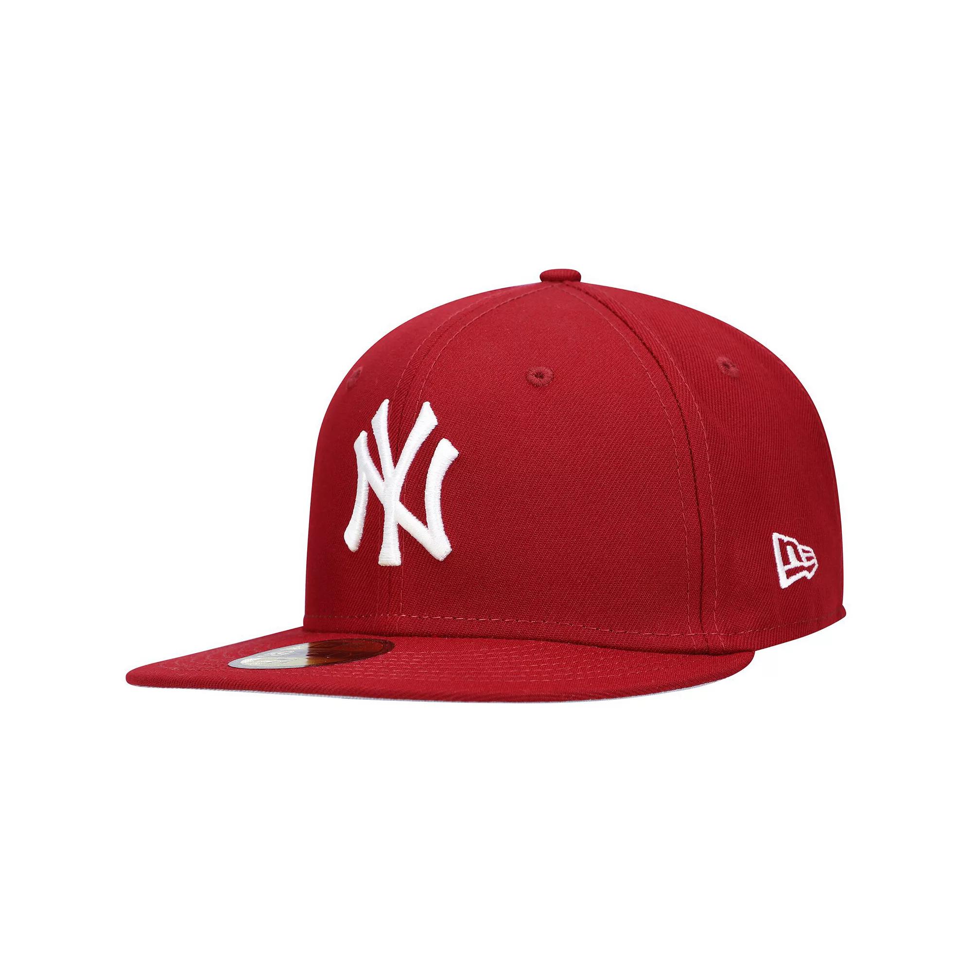 Men's New Era Cardinal New York Yankees Logo White 59FIFTY Fitted Hat, Size: 6 7/8, Red Product Image