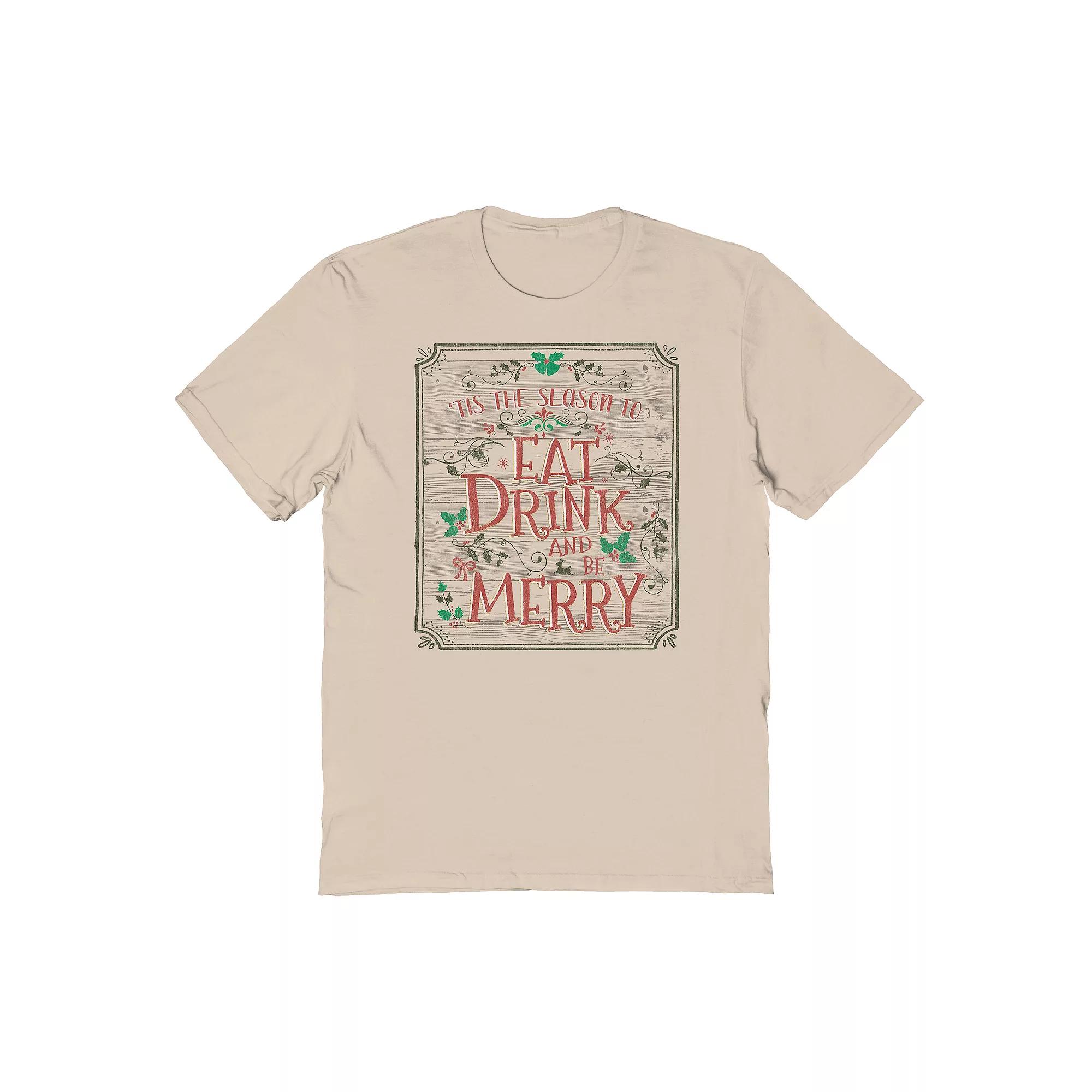 Men's Eat Drink Be Merry Graphic Tee, Women's, Size: Medium, Brown Product Image