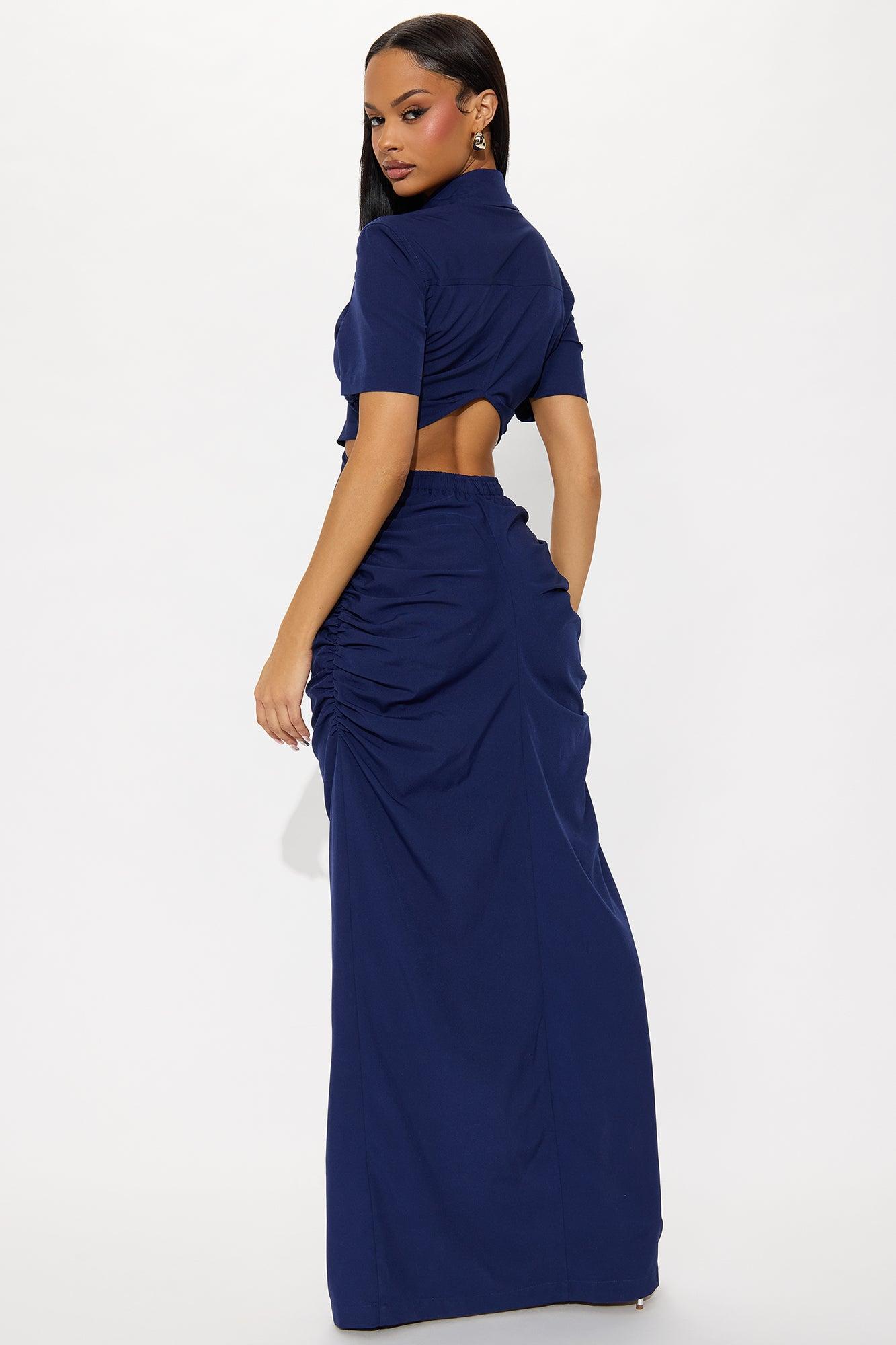 Jennifer Collared Maxi Dress - Navy Female Product Image