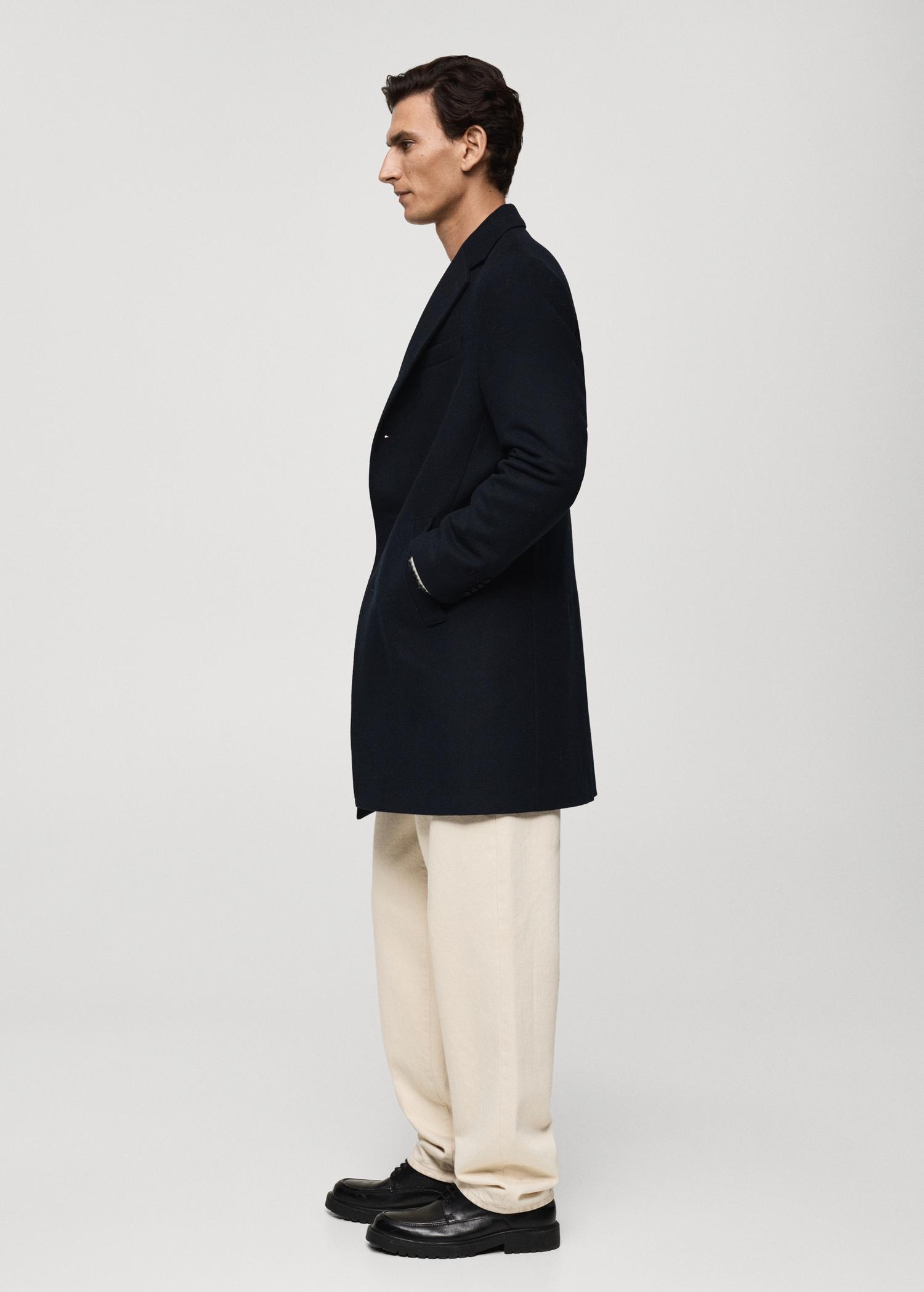 Long recycled wool coat - Men | MANGO USA Product Image