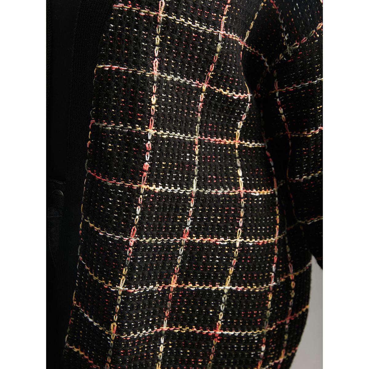 Plus Size Heather Plaid Elastic Cuffs Cardigan Multicolor Women Casual Loose Long Sleeve Festival-Christmas Cardigans BloomChic 30/6X Product Image