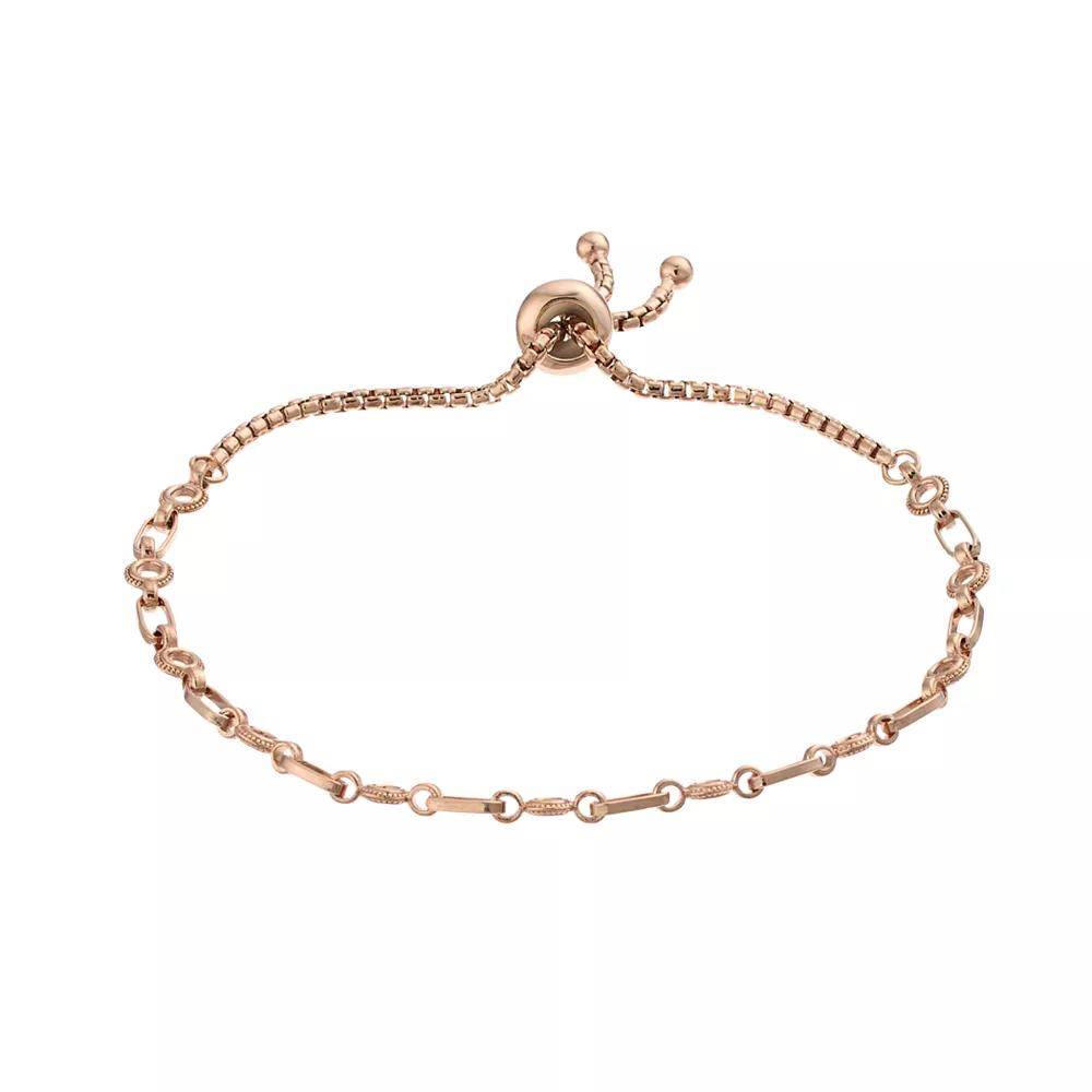 Kristen Kesho Sterling Silver Circle Link Adjustable Bolo Bracelet, Women's, Size: 9.50, Pink Tone Product Image