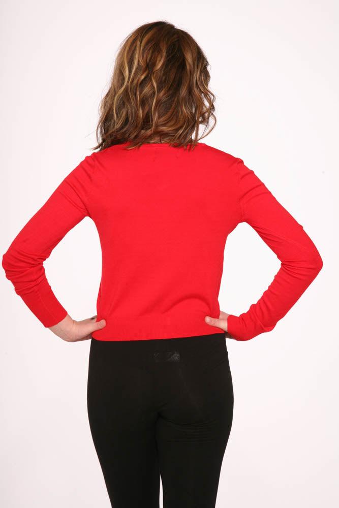 Red V-Neck Cardigan Product Image