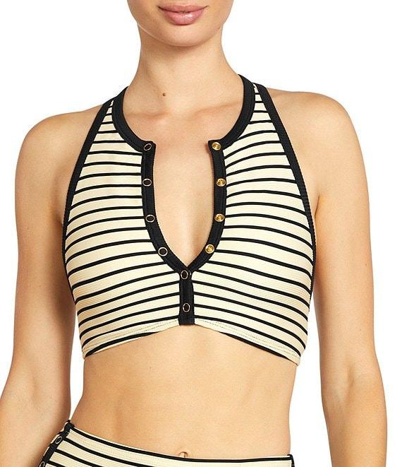 ROBIN PICCONE Parker Stripe High Waist Swim Bottom Product Image