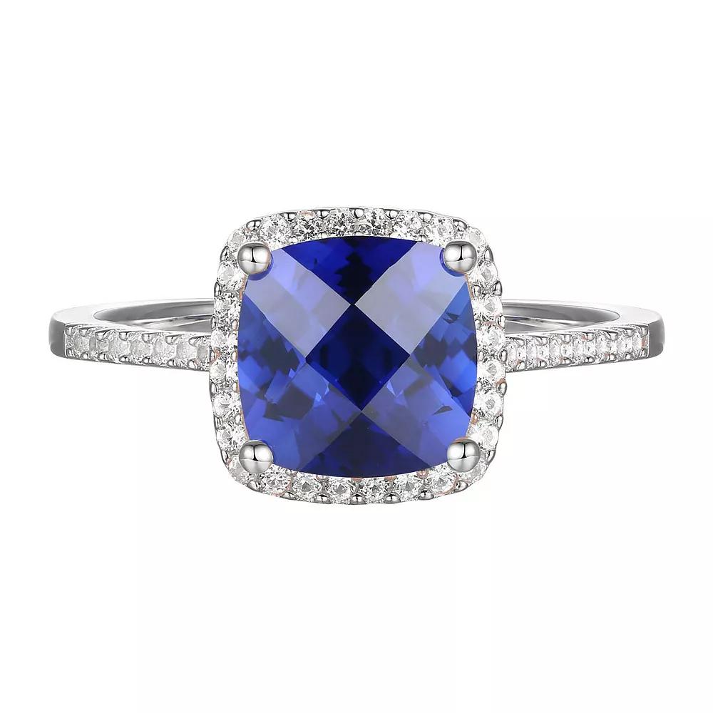 MASTERPIECE Sterling Silver Lab-Created Sapphire, Lab-Created White Sapphire Solitaire Ring, Women's,  Product Image