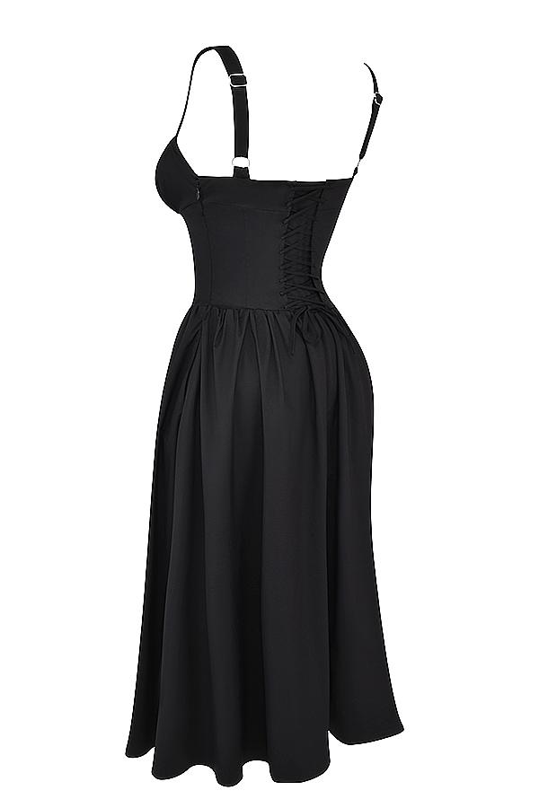 Tatiana  black midi sundress - sale Product Image