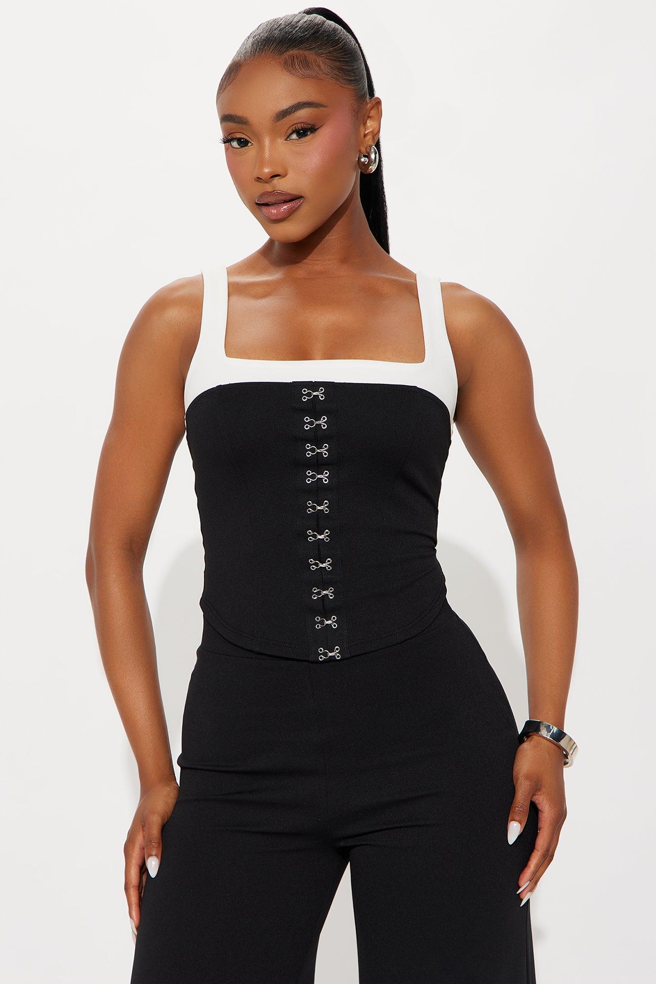 Callie Color Block Wide Leg Pant Set - Black Female Product Image