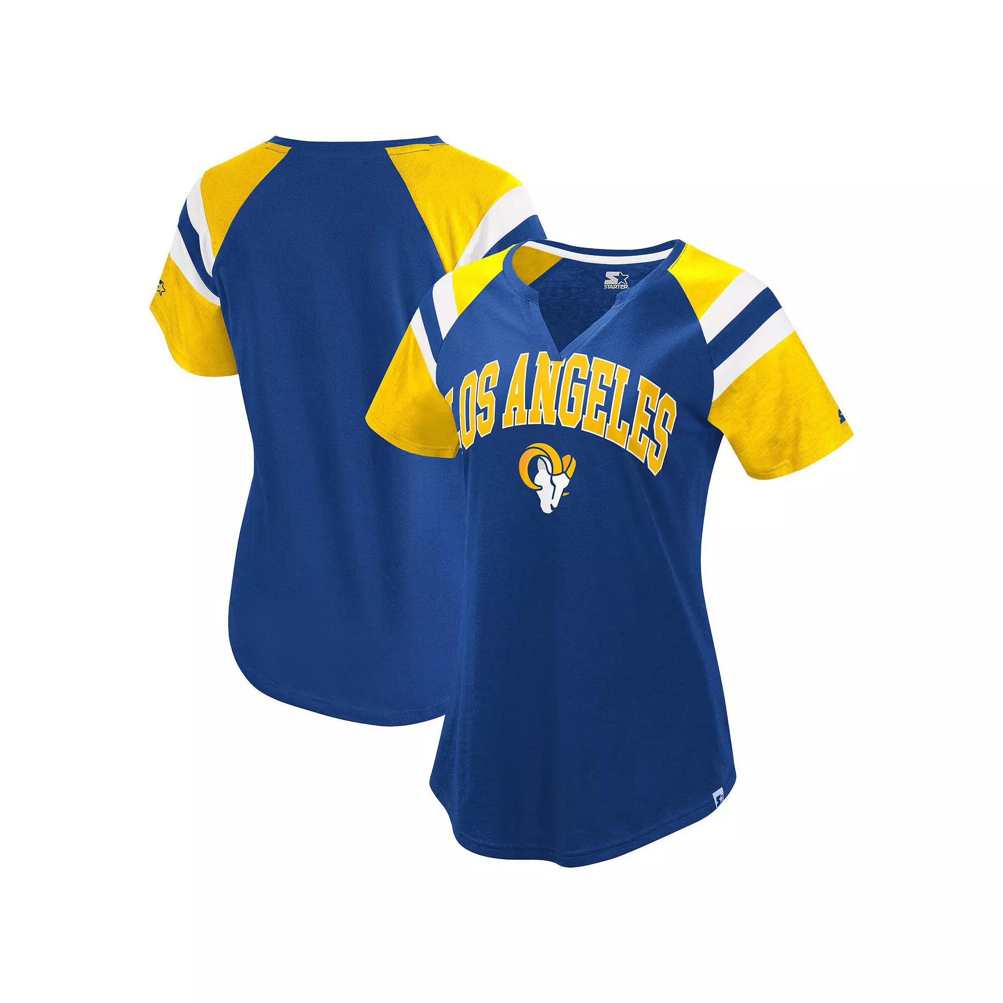 Womens Starter Royal Los Angeles Rams Game On Notch Neck Raglan T-Shirt Product Image