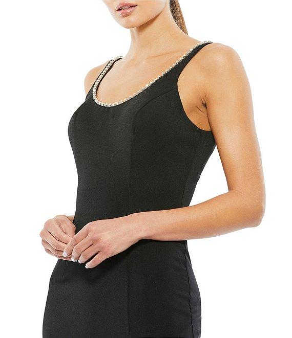 Mac Duggal Sleeveless Beaded Scoop Neck Thigh High Slit Column Gown Product Image