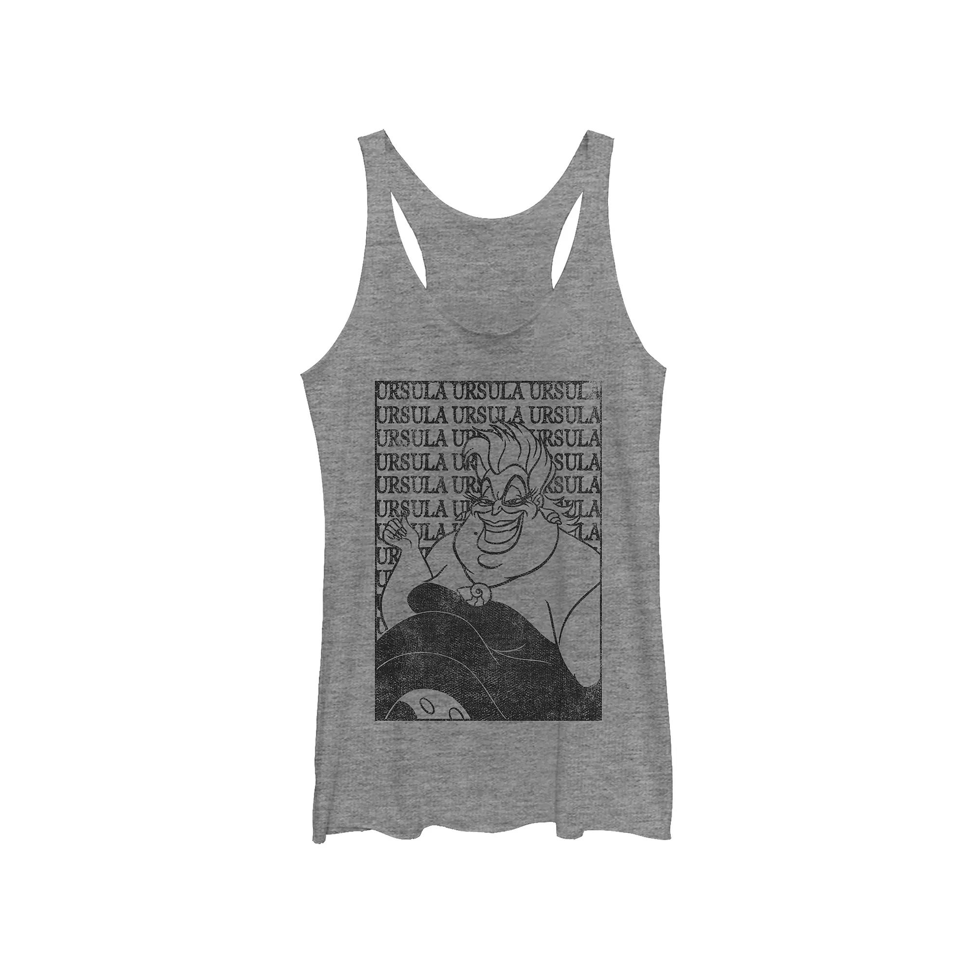 Disney Villains The Little Mermaid Ursula Name Stack Background Juniors' Tri-Blend Racerback Tank Top, Girl's,  Product Image