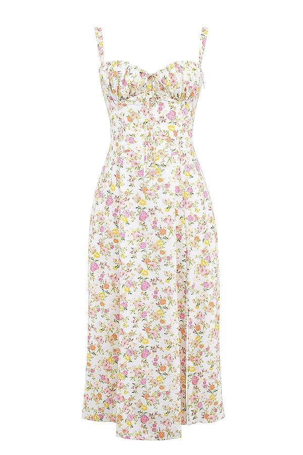 Carmen  ivory meadow print cotton bustier sundress Product Image