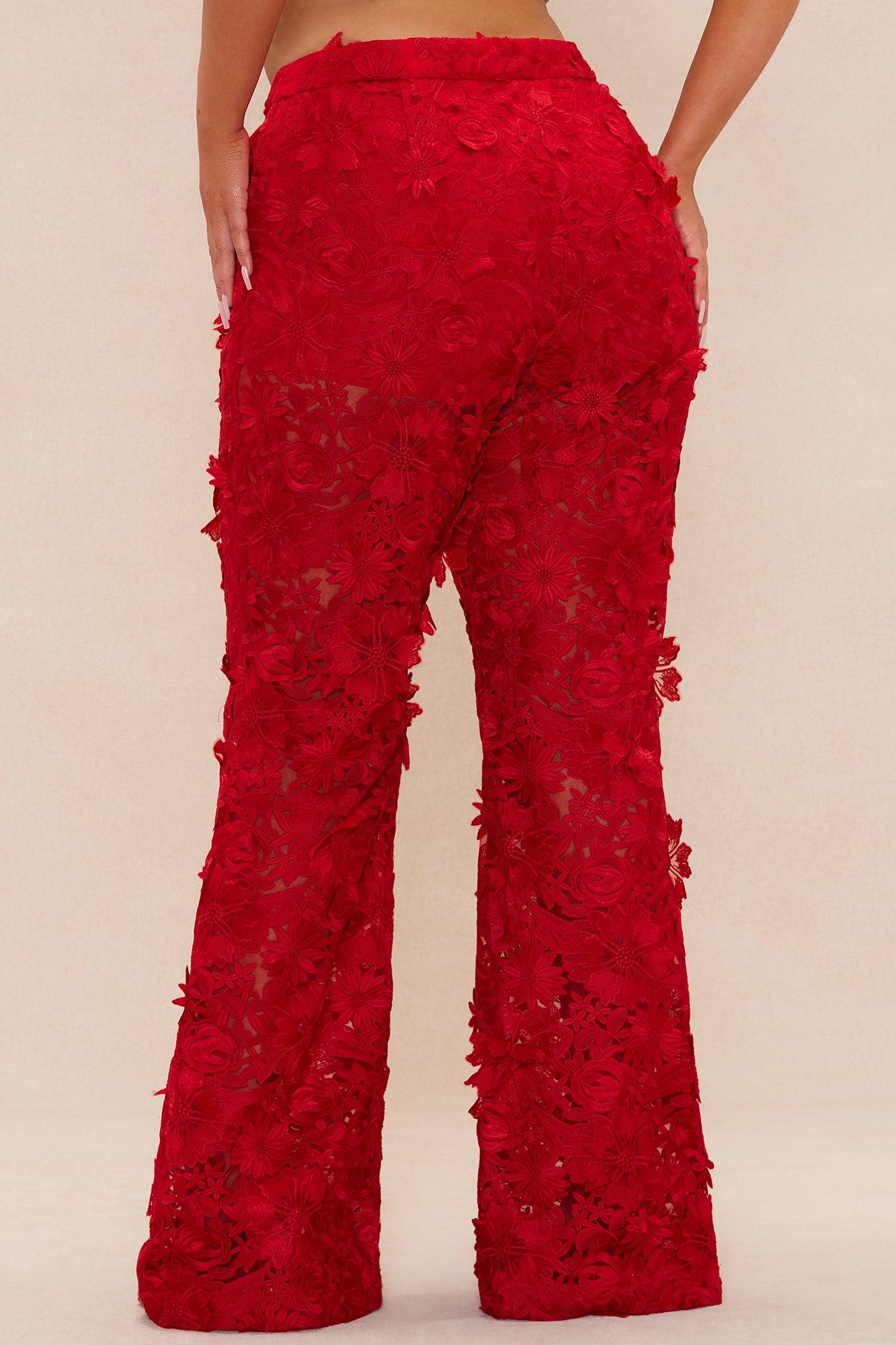 Denise Embroidered Pants - Red Product Image