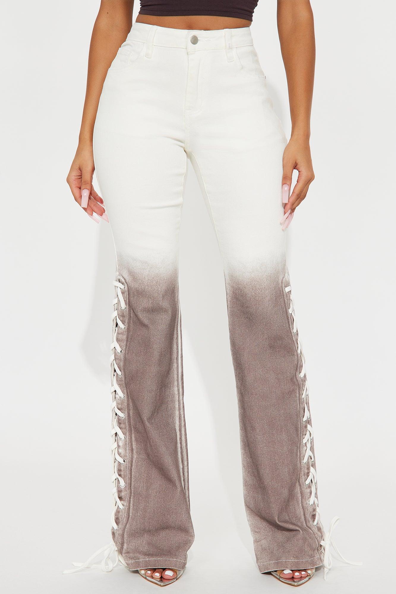 Voulez Vous Lace Up Flare Jeans - White Female Product Image
