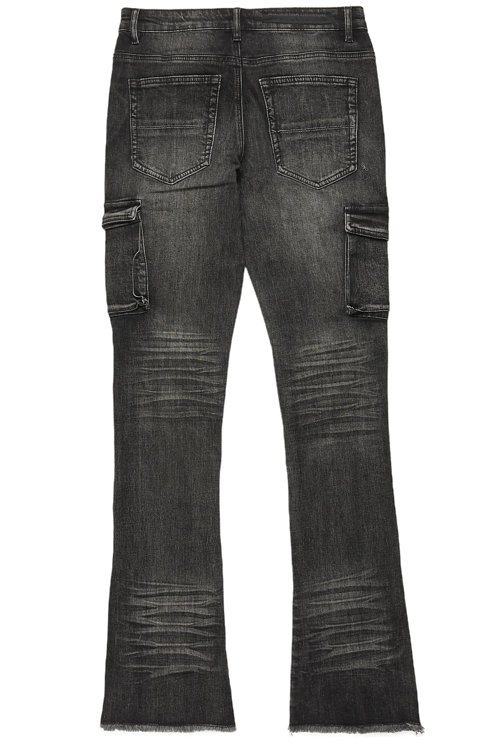 Feodor Dark Grey Stacked Flare Cargo Jean Male Product Image