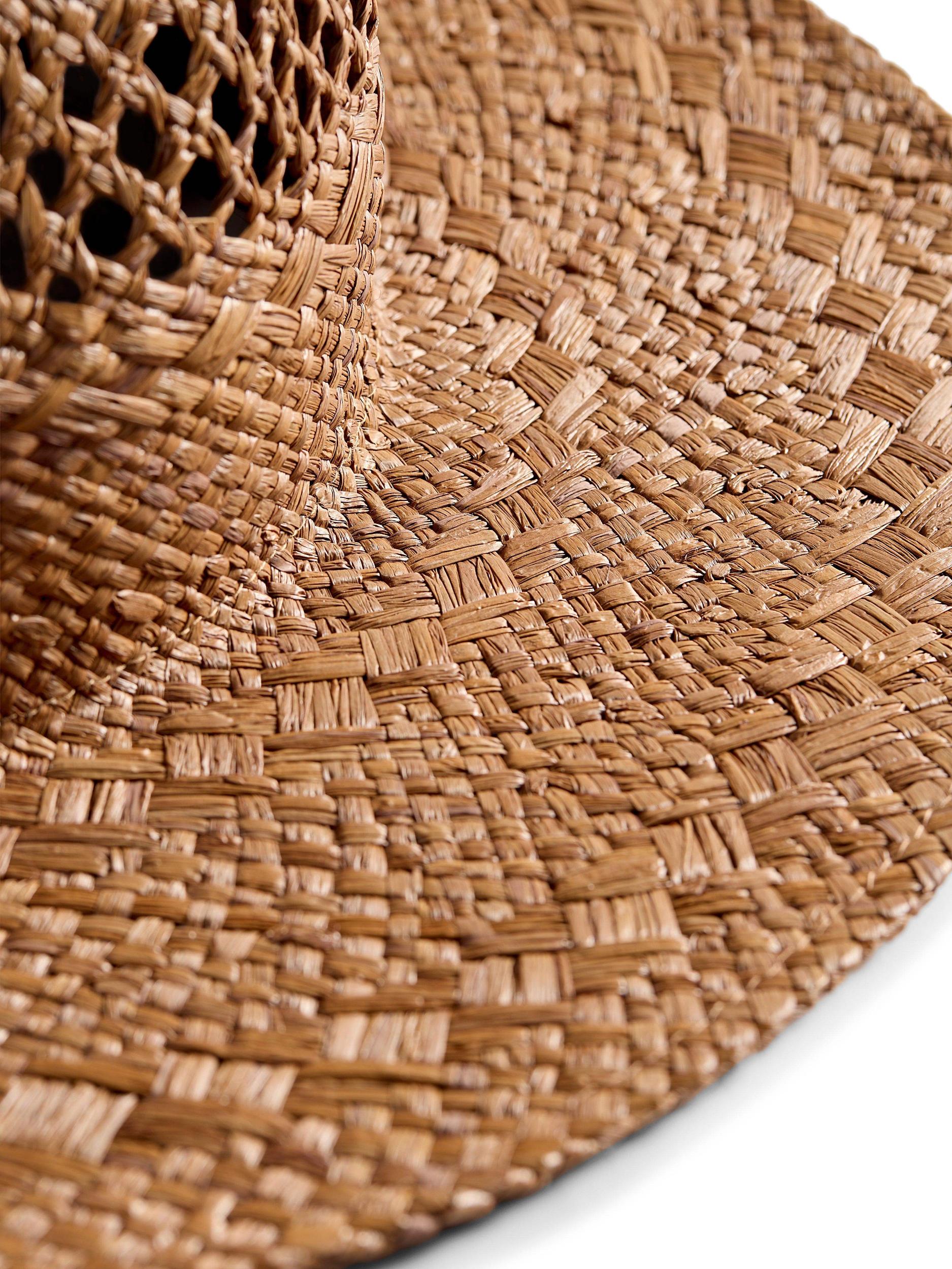 Raffia Mixed Stitch Fedora - Dark Brown Female Product Image