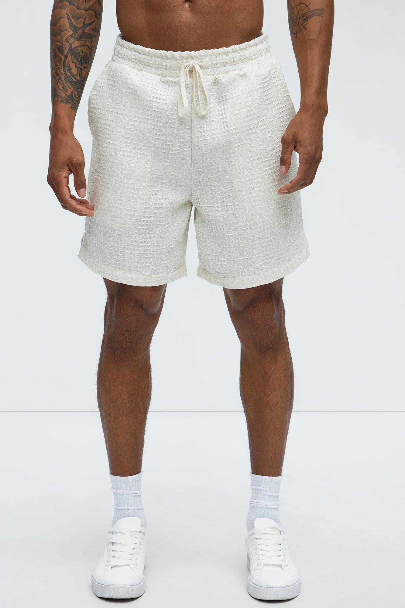 Subtle Waffle Texture Shorts - Cream Product Image