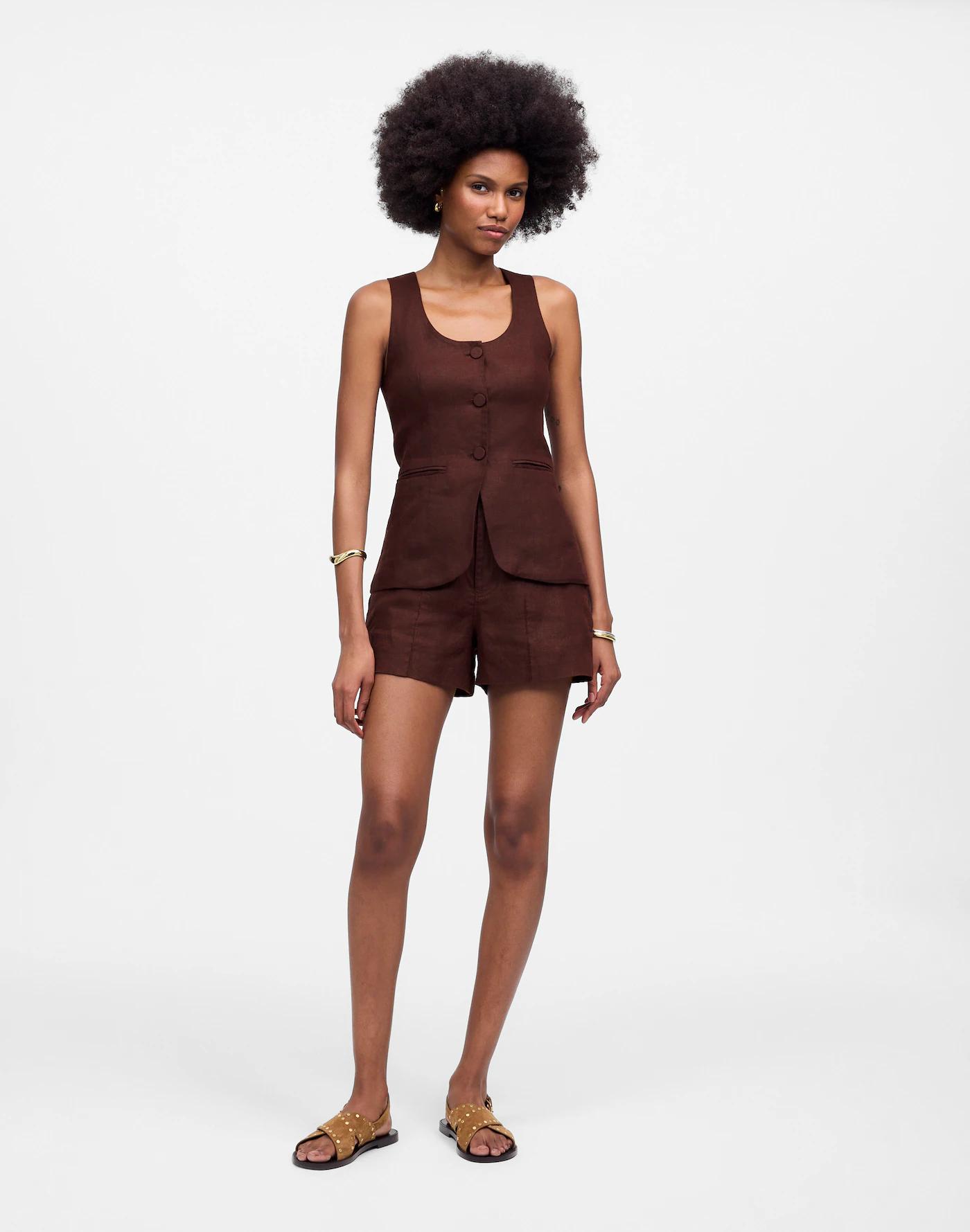 Linen Scoopneck Cutaway Vest Product Image