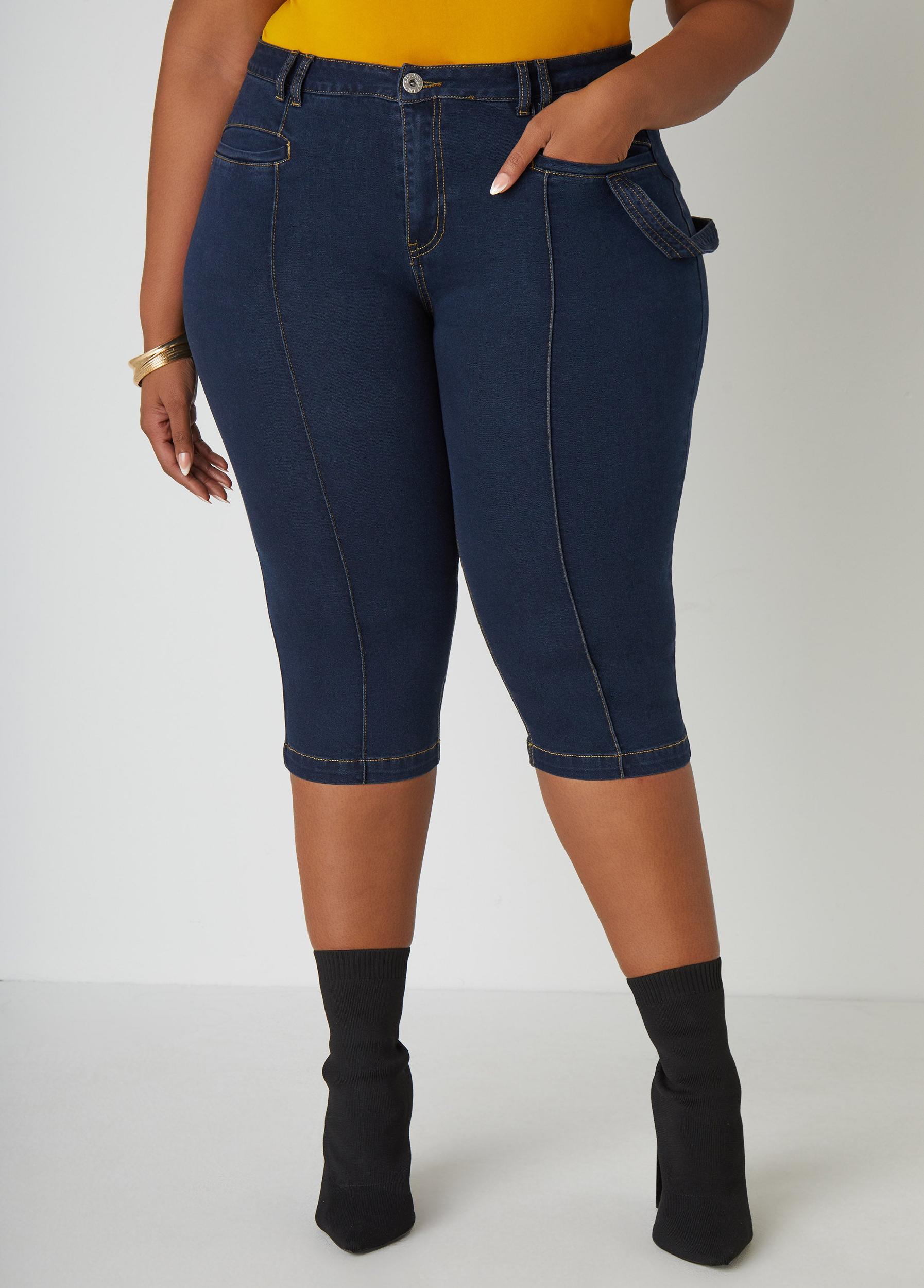 Pintucked Denim Capris Product Image