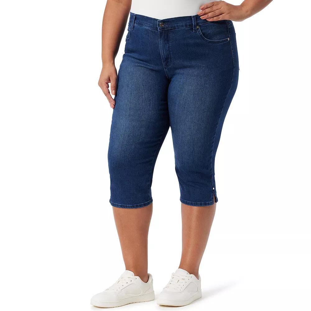 Plus Size Gloria Vanderbilt Amanda Slit Capri Pants, Womens Product Image