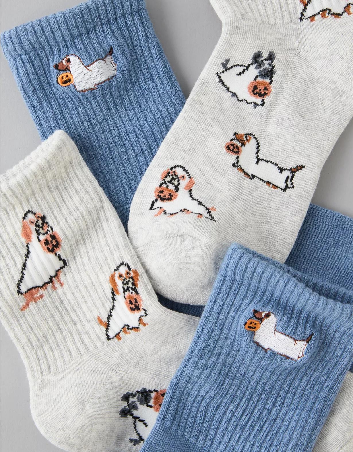 AE Halloween Dogs Cropped Crew Socks 2-Pack Product Image