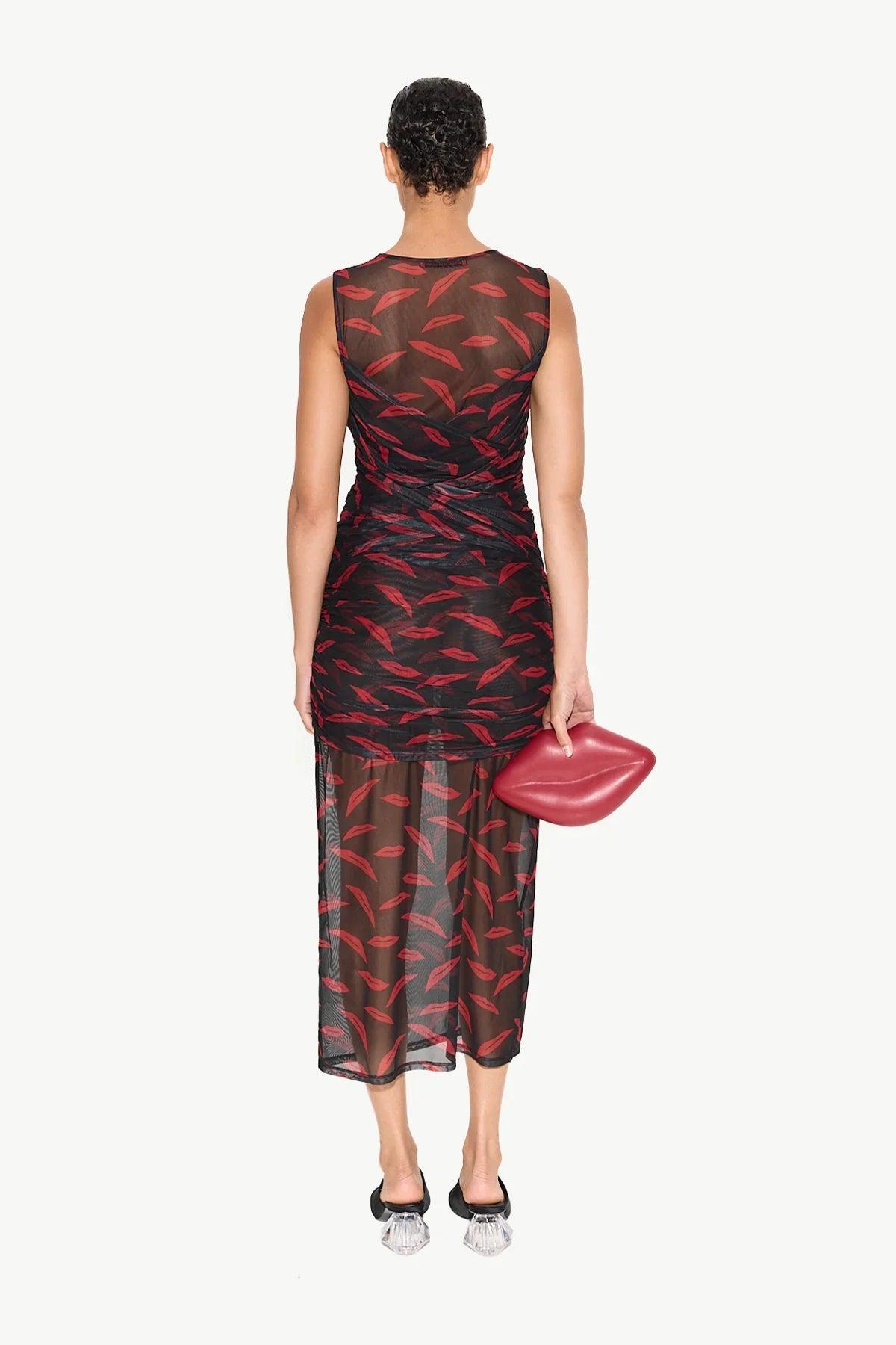 Kinny Mesh Dress Lip Print Product Image