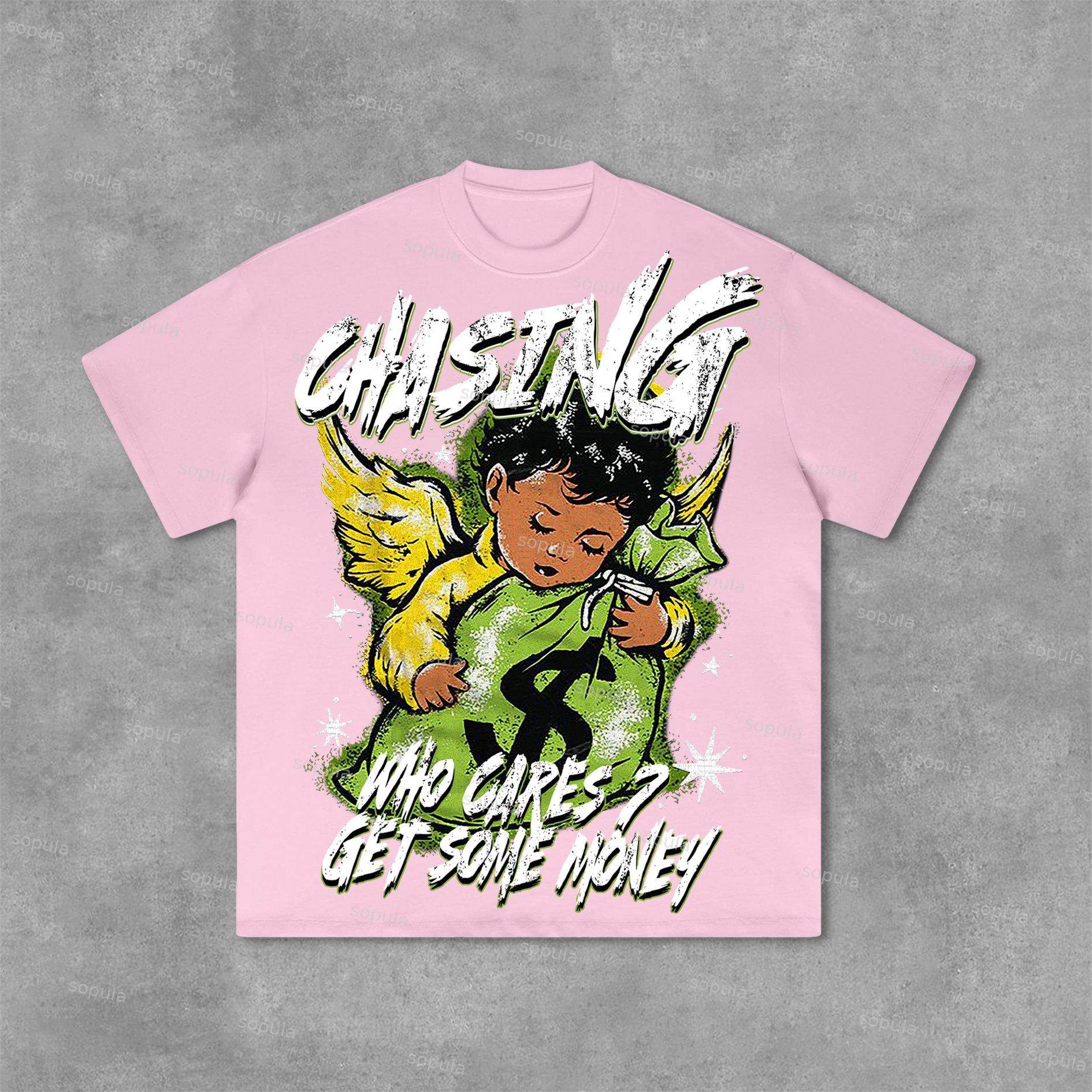 Sopula Chasing Money Graphic Print Cotton Retro T-Shirt Product Image
