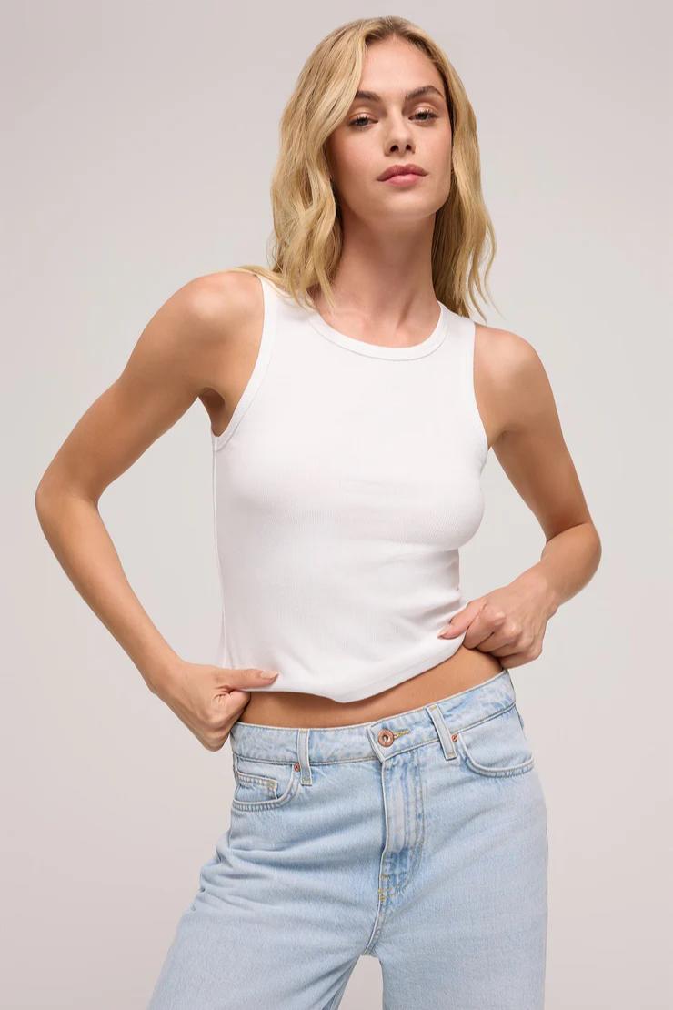 Hadley Rib Tank- White Product Image