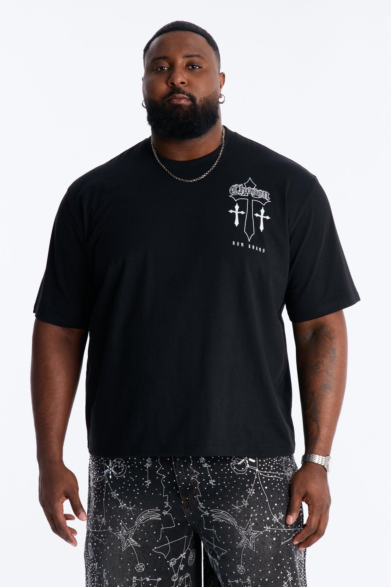 Chosen Cross Embroidery Short Sleeve Tee - Black Product Image