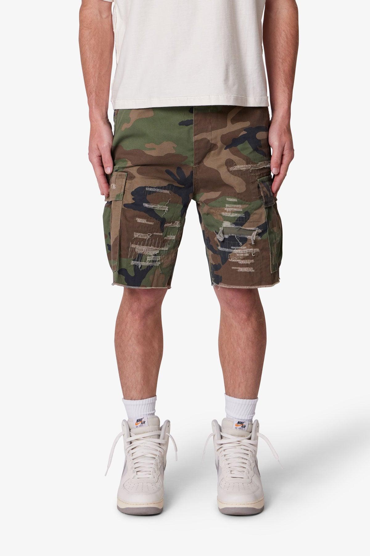 Distressed Cargo Shorts - Camo Product Image