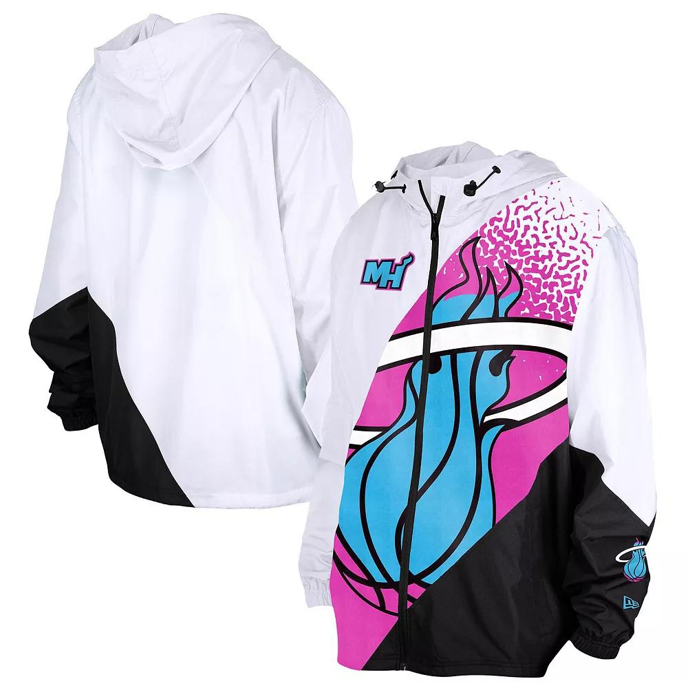 Men's New Era  White Miami Heat 2024/25 City Edition Full-Zip Windbreaker Jacket, Size: Small Product Image