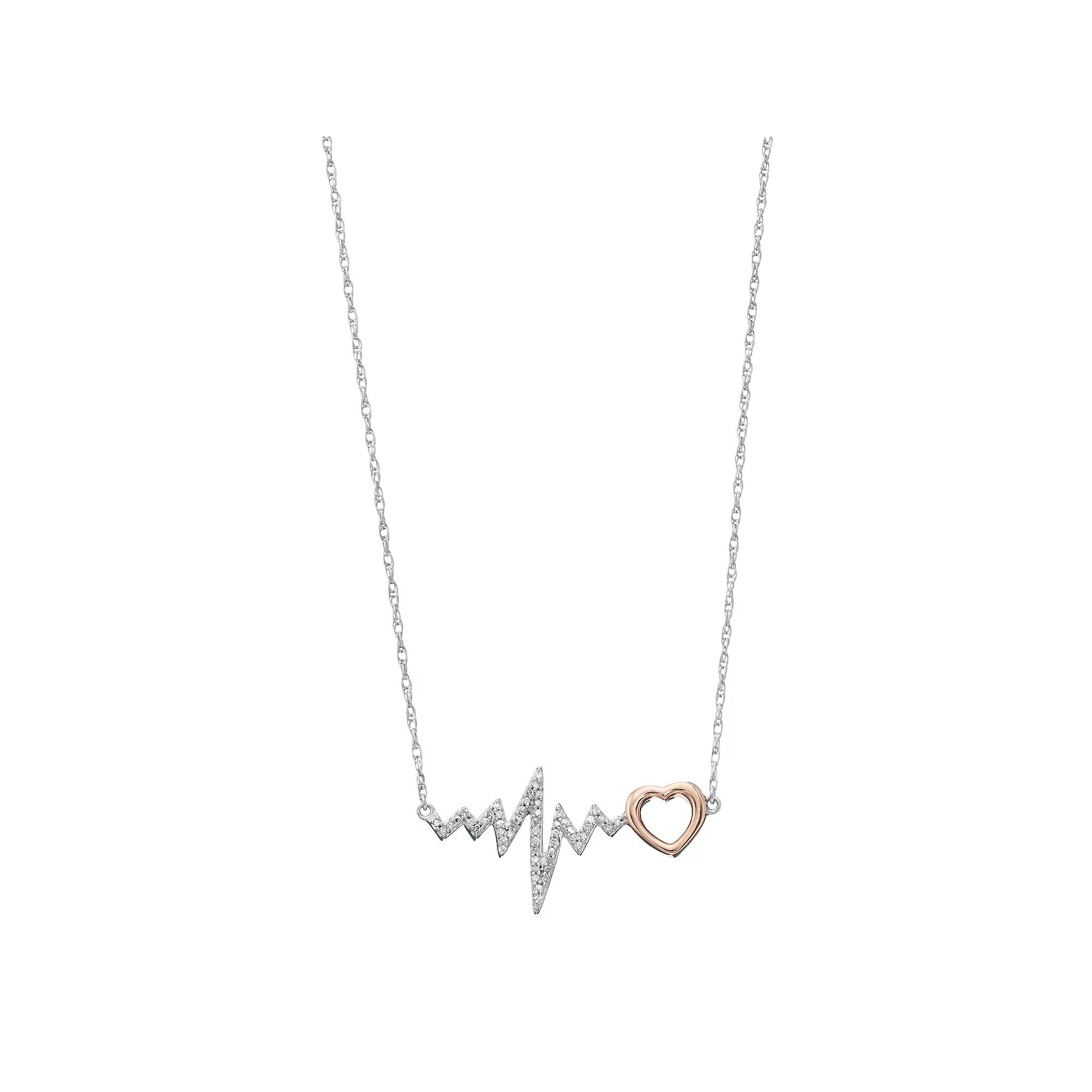 Two Tone Sterling Silver 1/10 Carat T.W. Diamond Necklace, Women's, Size: 18" Product Image