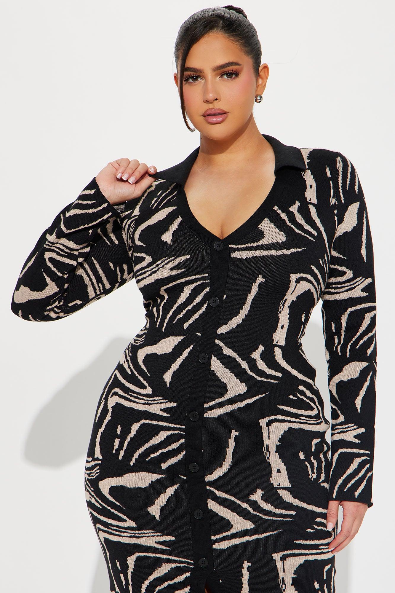 Mia Sweater Midi Dress - Black/combo Female Product Image