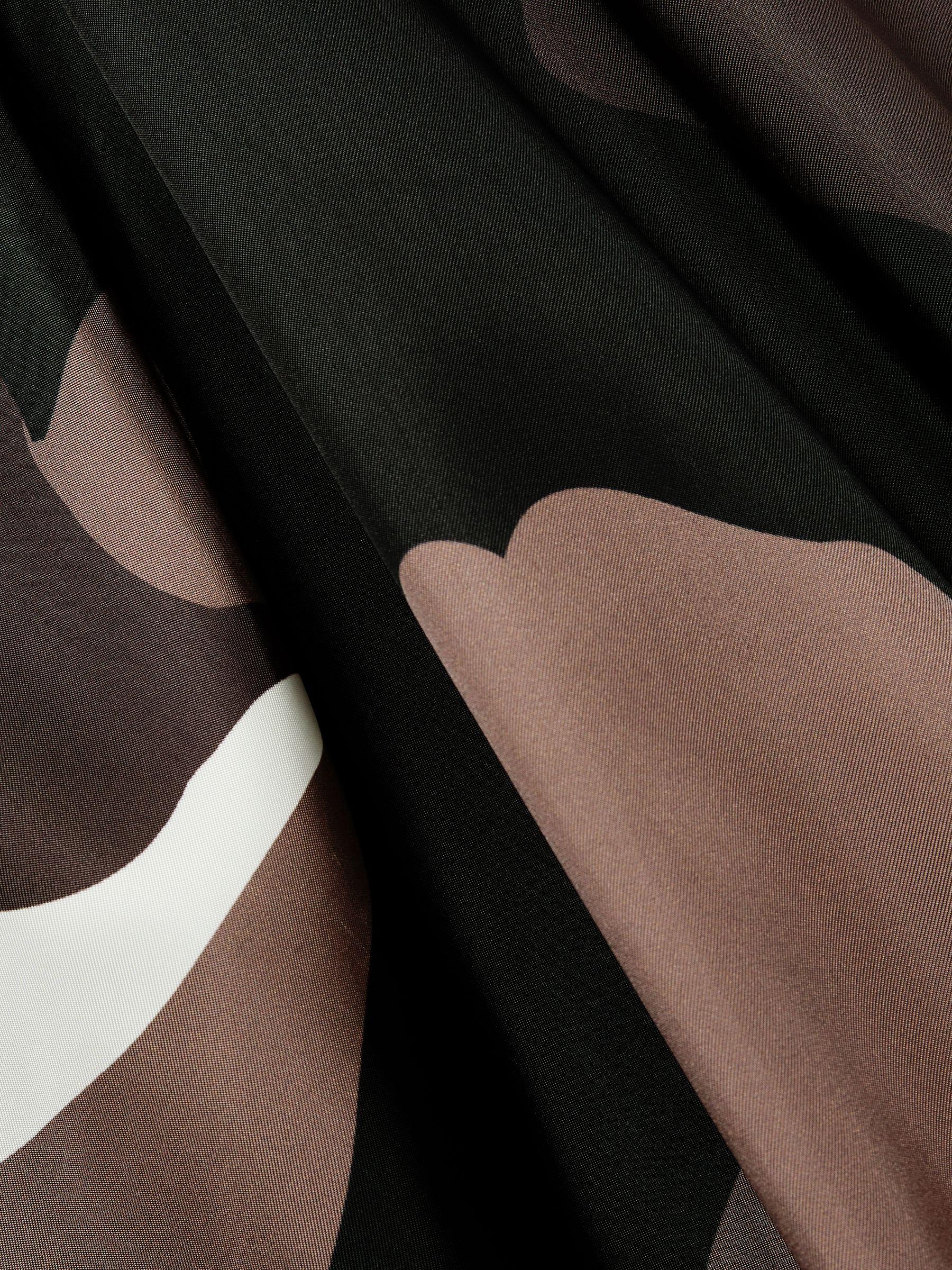 Petite Satin Floral Tuck Midi Dress in Brown Product Image