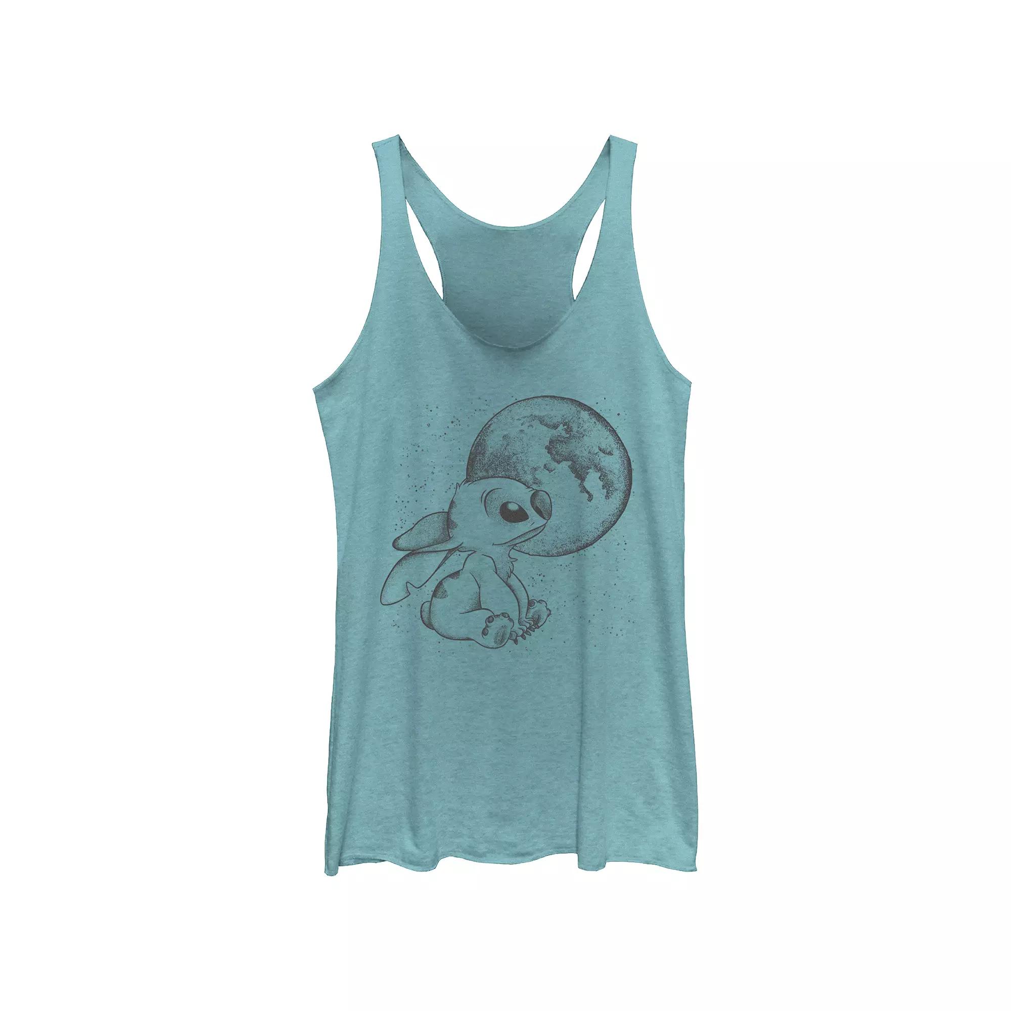 Disney's Lilo & Stitch Looking At The Moon Juniors' Tri-Blend Racerback Tank Top, Girl's,  Product Image