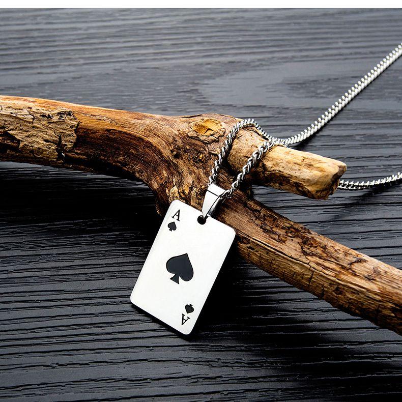 Stainless Steel Poker Card Pendant Necklace Product Image