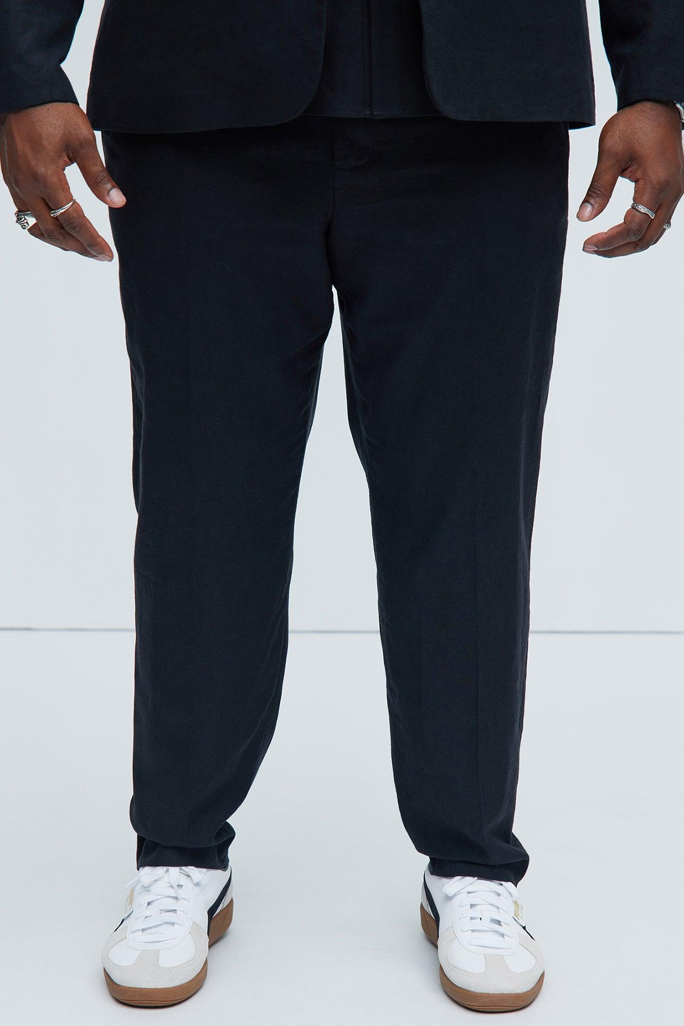 Bahamas Straight Linen Trousers - Black Product Image