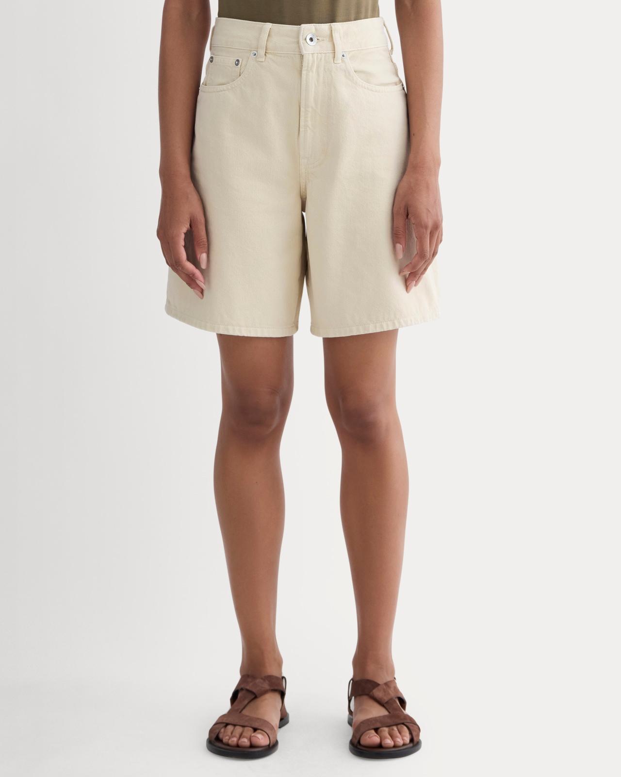 The Long A-Line Denim Short Product Image