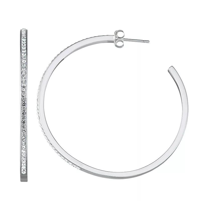 Chrystina Crystal Round Hoop Earrings, Women's, Silver Tone Product Image