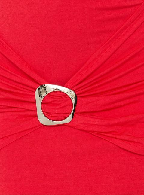 Margeaux Plunge Hardware Mini Dress Red Product Image