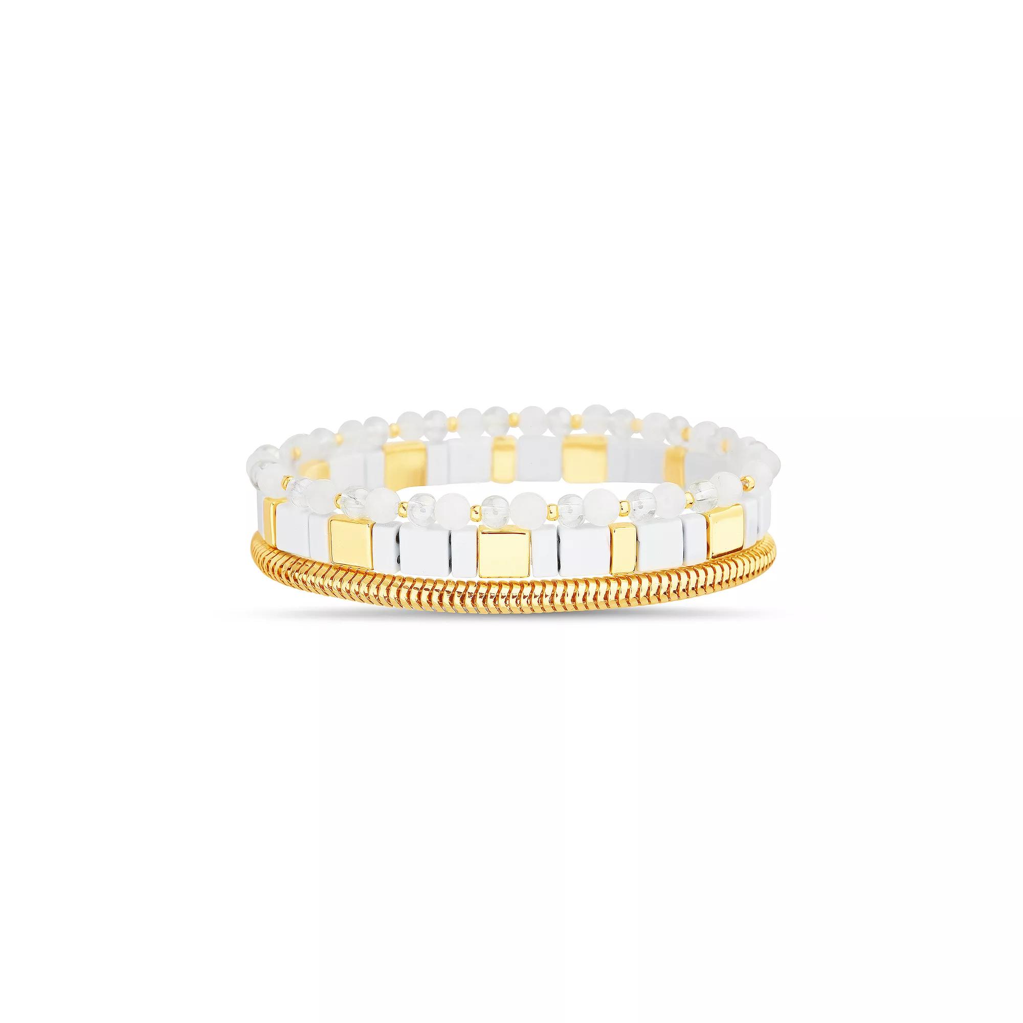 Paige Harper Color Therapy Gold Tone Gemstone 3-piece Bracelet Set, Women's, Size: 7.5" Product Image