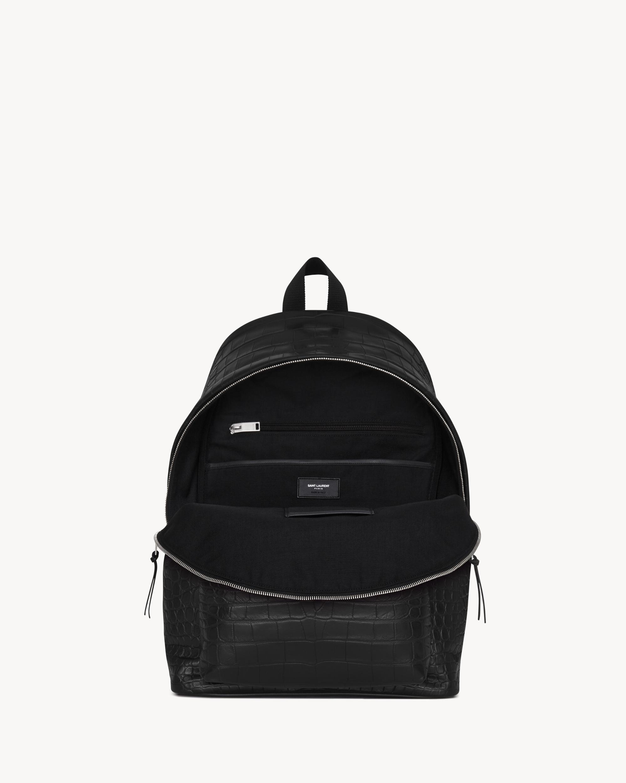 city backpack in CROCODILE-EMBOSSED leather Product Image