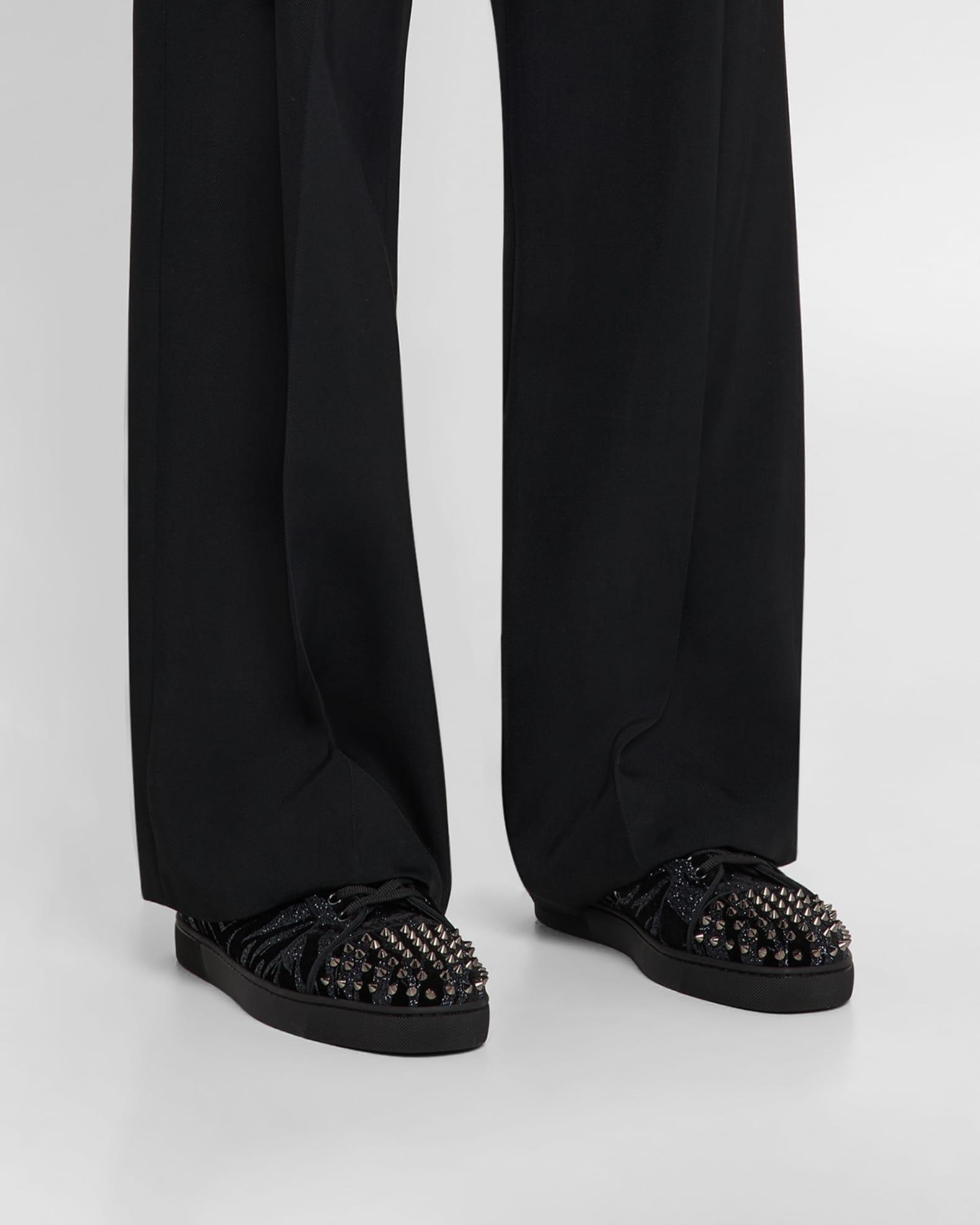 Men's Louis Junior Spikes Zebra-Effect Velvet Sneakers Product Image