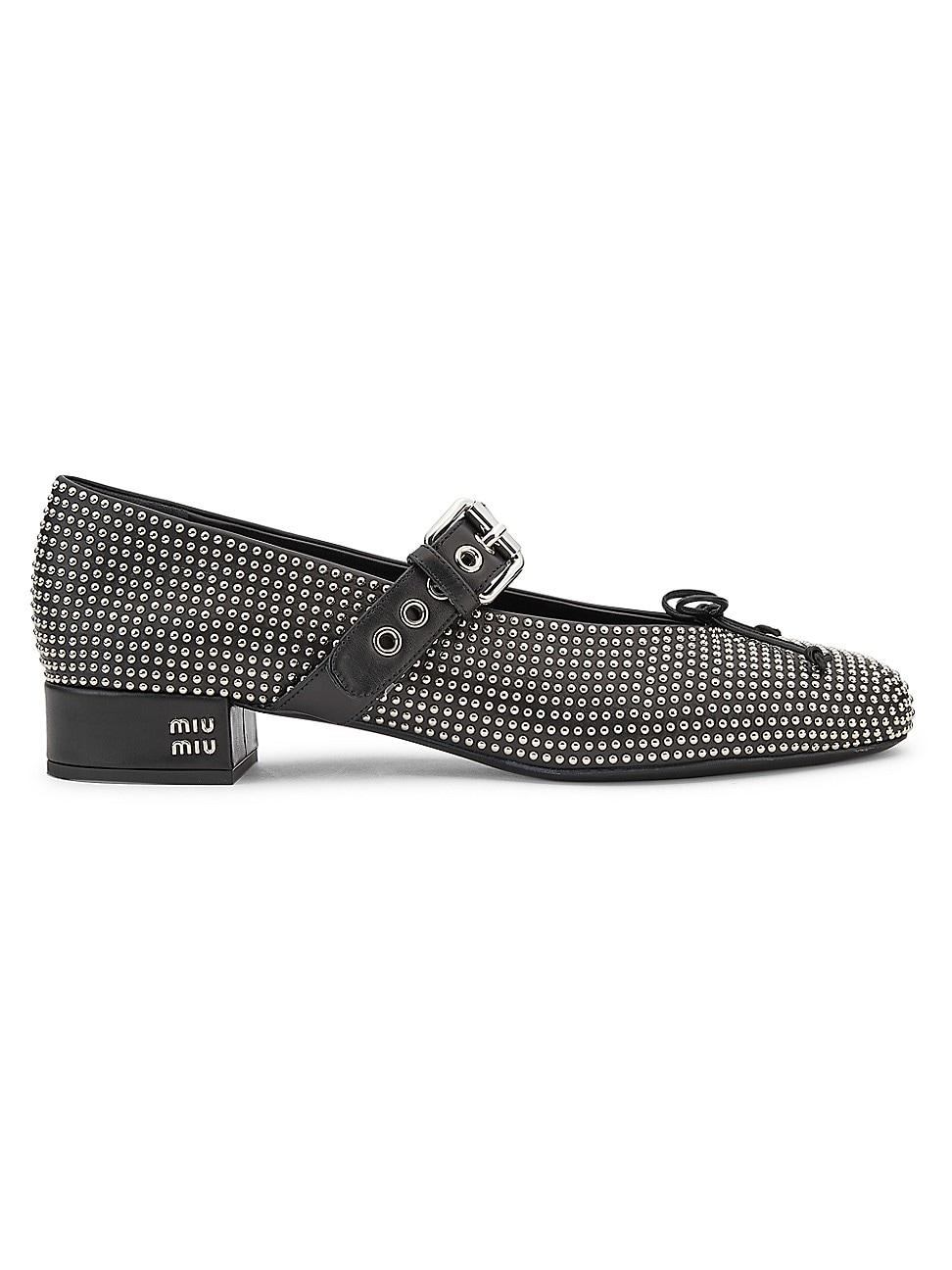 Womens Studded Leather Mary Janes Product Image